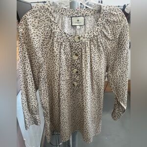 Tuckernuck Beige Leopard Print Blouse